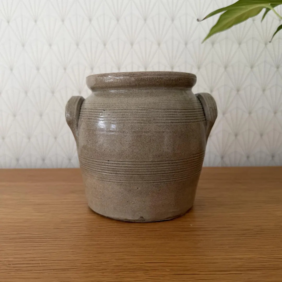 Vintage French Confit Pot Grey Stoneware 2 Handles Pottery 2101265 | Etsy (US)
