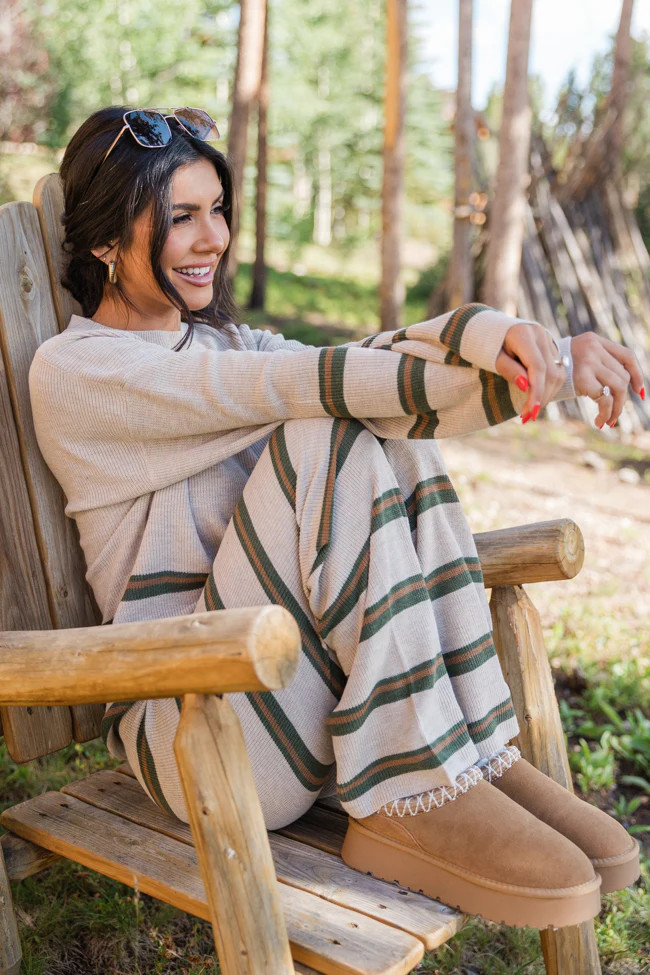 Seeing Stripes Beige Multi Striped Knit Pants | Pink Lily