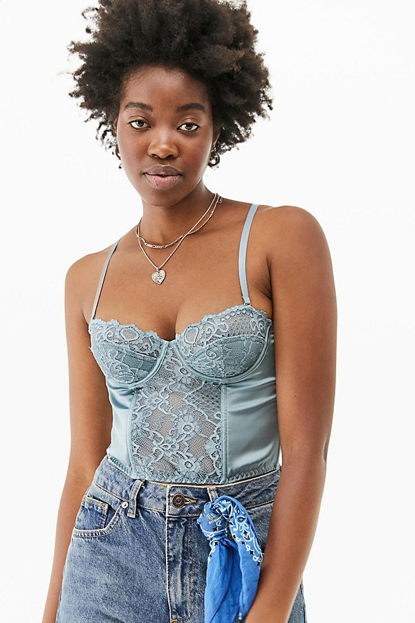 UO Ava Lace & Satin Corset Top | Urban Outfitters (US and RoW)