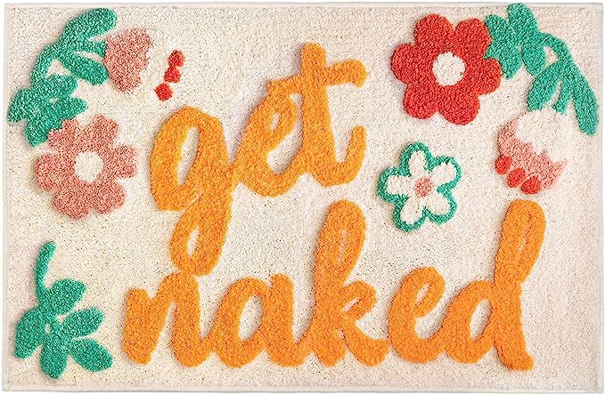 UIOIU Get Naked Bath Mat Pink Bathroom Rugs Funny Cute Bath Mats for Bathroom Decor Soft Microfib... | Amazon (US)