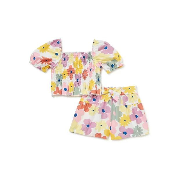 Wonder Nation Baby and Toddler Girls’ Shorts Set, 2-Piece, Sizes 0/3M-5T - Walmart.com | Walmart (US)