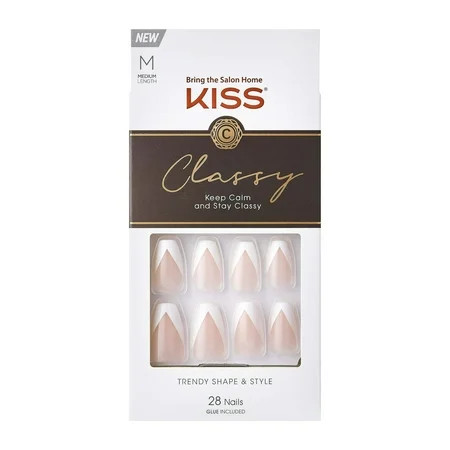 (2 pack) KISS Classy Nails Press On Nails Silk Dress White Medium Coffin 28 Count | Walmart (US)