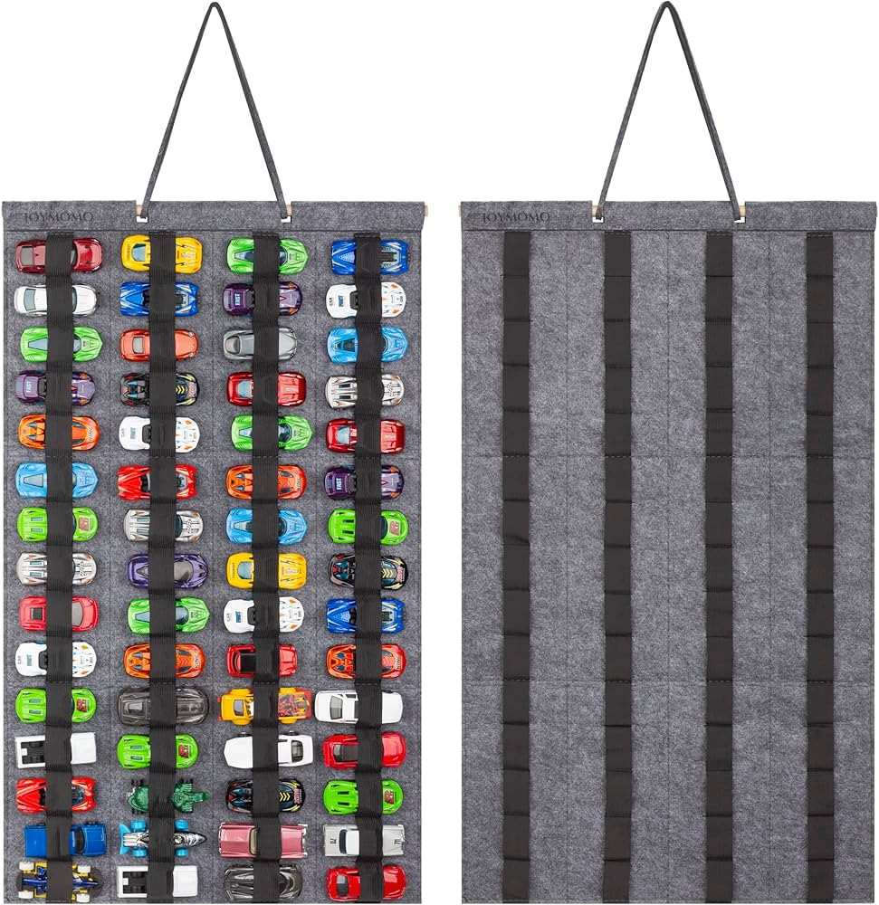 Hanging Storage Organizer for Toy Cars Felt Display Case Hold Up 60 Toy Cars (Without Accessories... | Amazon (US)