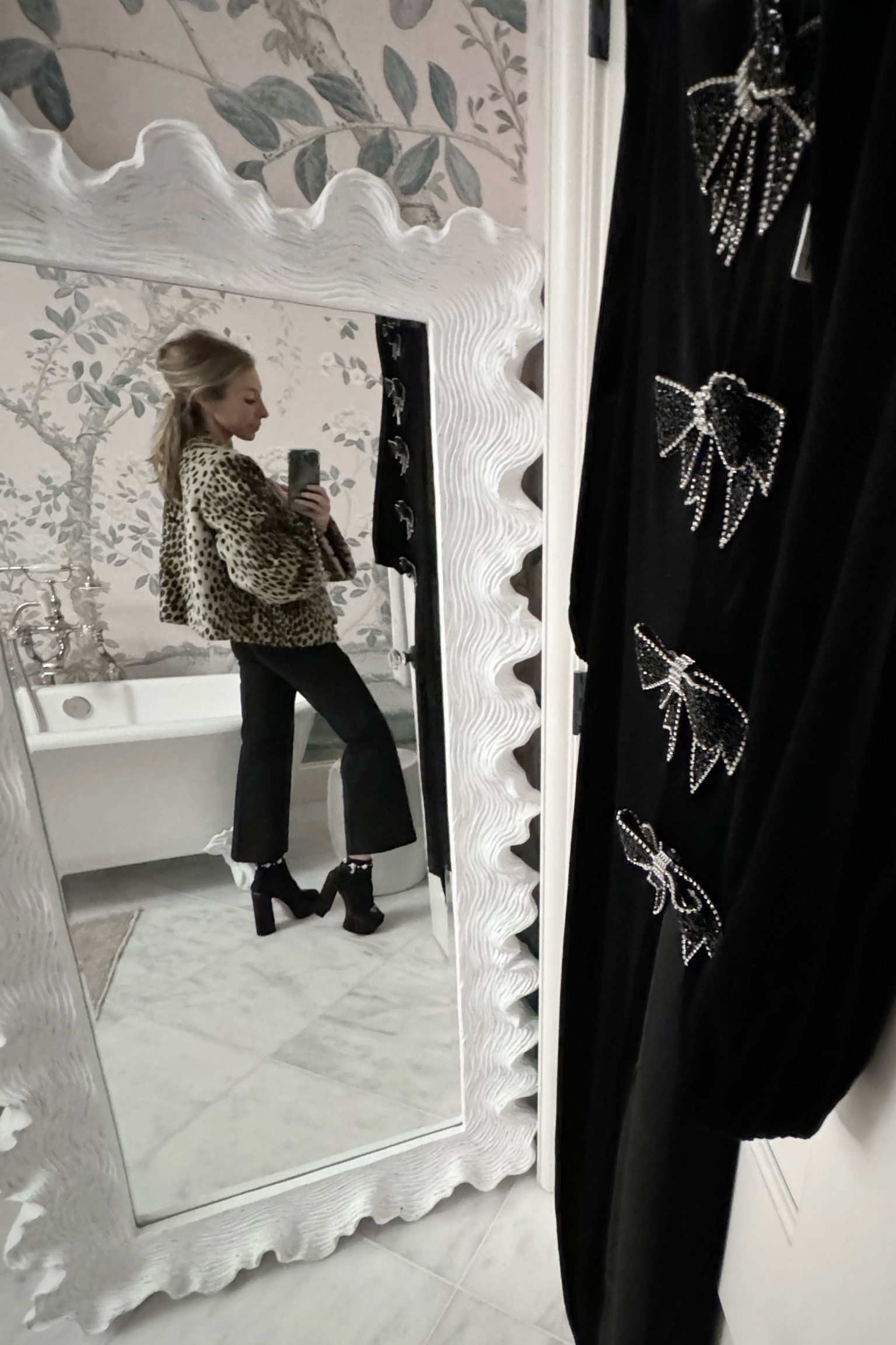 Pearl socks and black pants! 