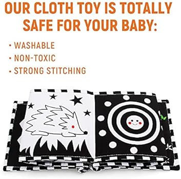 MOMOK Black and White High Contrast Sensory Baby Toys Baby Soft Book for Early Education, Infant ... | Amazon (US)