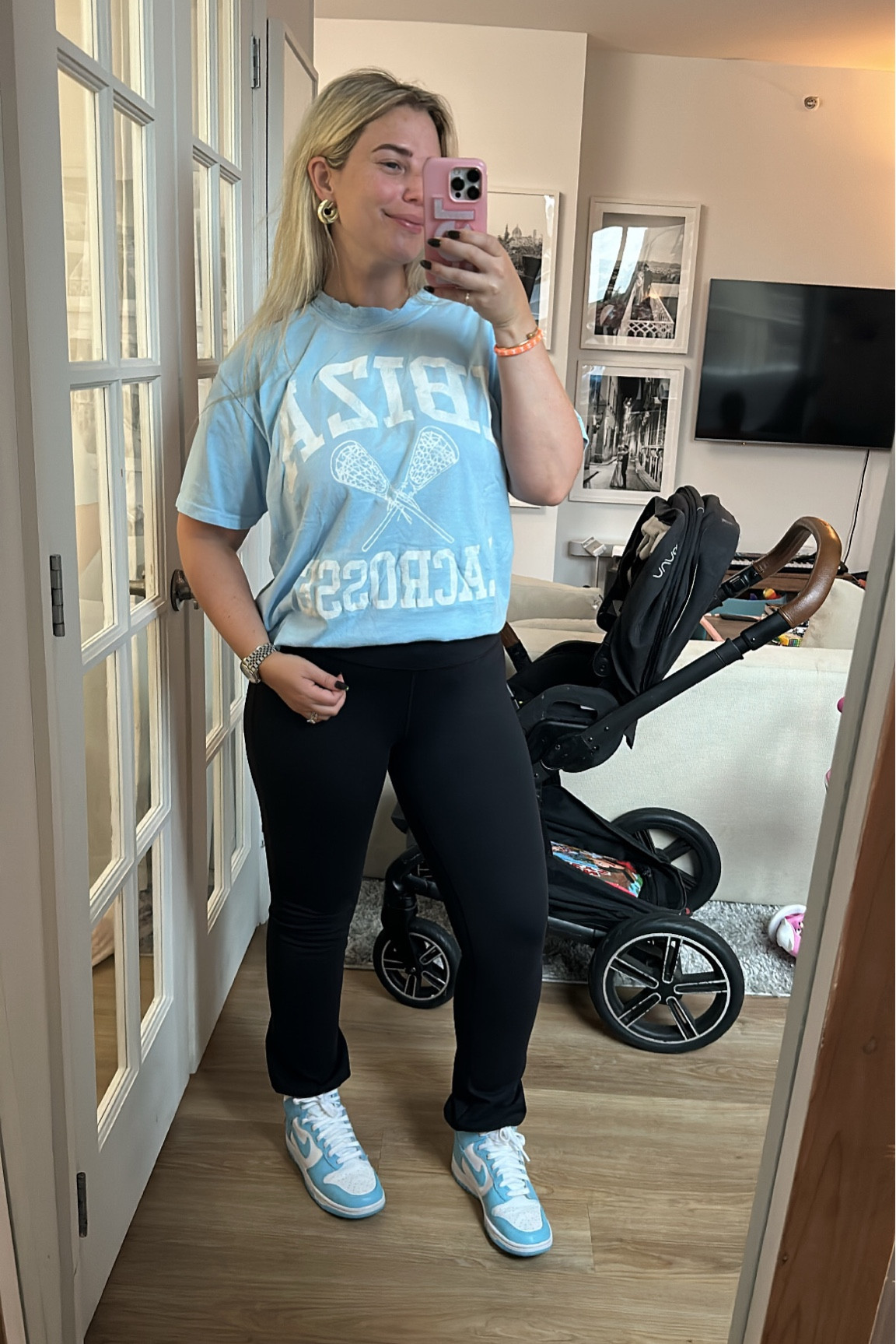 Easy everyday look 🤗. I love these leggings because they are already cuffed for you! No need to tuck them in to sneakers :). I'm 5'6 and they hit at the perfect length  

#LTKstyletip #LTKfindsunder100 #LTKSeasonal