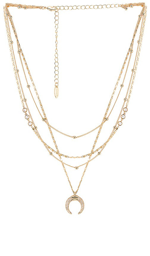 Ettika Layered Moon Necklace in Metallic Gold. | Revolve Clothing (Global)