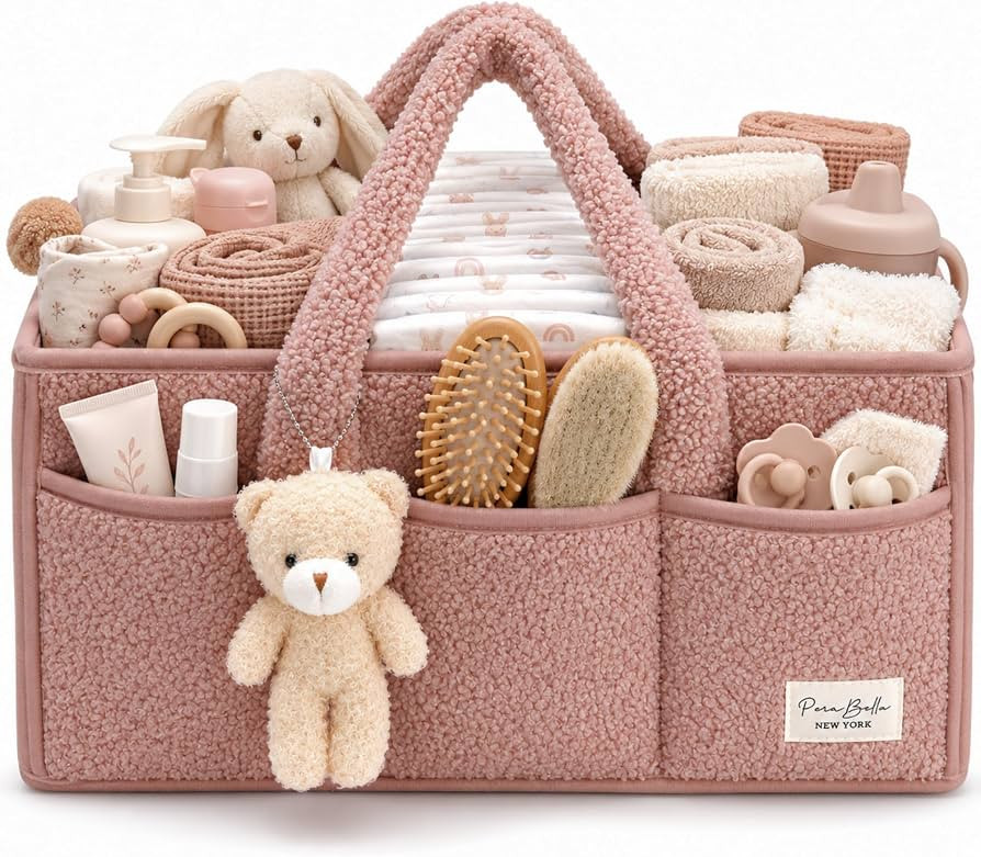 PeraBella Baby Diaper Caddy Organizer with Handle, Boy & Girl Shower Gift Basket, Portable Diaper... | Amazon (US)