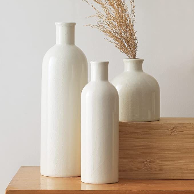 Amazon.com: Ceramic Vases for Home Decor, White Vases for Decor, Modern Home Decor, Vases for Dec... | Amazon (US)