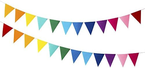 Rainbow Felt Fabric Bunting, 24 Pcs/ 16.4 Feet(2 Pack) Decoration Banners for Birthday Party, Bab... | Amazon (US)