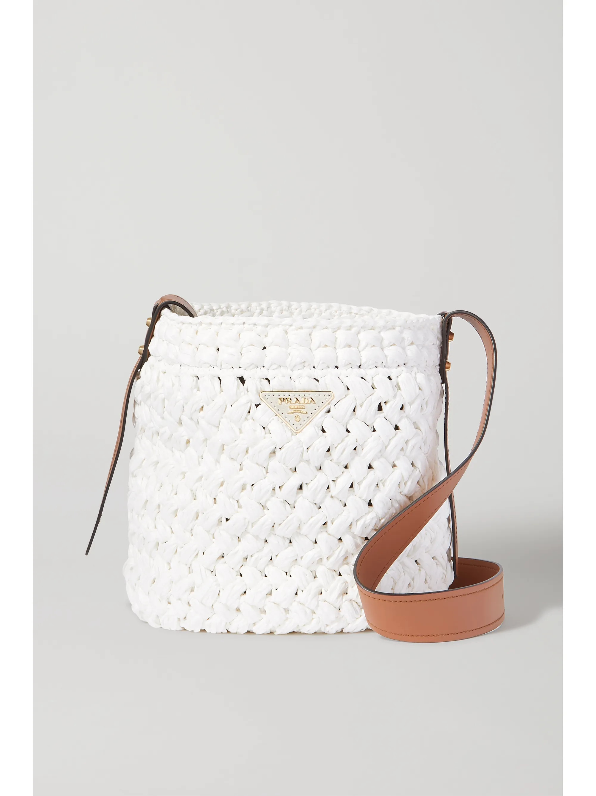PradaMedium leather-trimmed raffia tote | NET-A-PORTER (UK & EU)