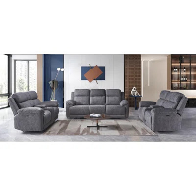 3-piece Upholstered Power Reclining Living Room Sofa Set(1 Recliner Sofa And 2 Recliner Loveseat) | Wayfair North America
