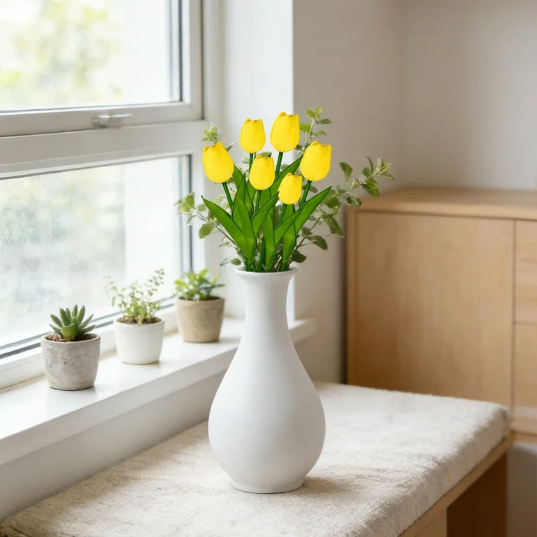 Yellow Tulip Artificial Bouquet, LGCASL Valentine's Day decorations Artificial Flower Decorative ... | Walmart (US)