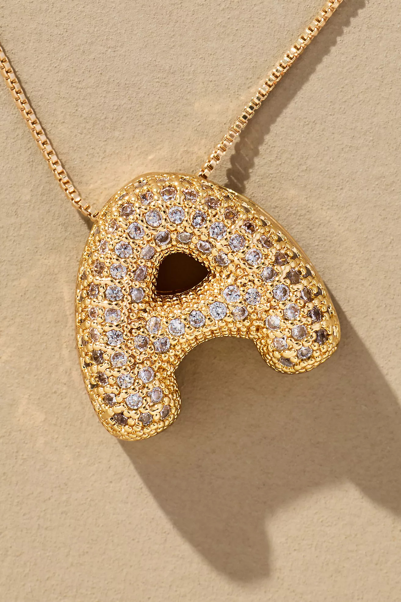 Pavé Bubble Letter Monogram Necklace | Anthropologie (US)