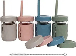 WeeSprout Glass Cups With Lids & Straws, Spill-resistant Cups for Toddlers & Kids, Triple as Todd... | Amazon (US)
