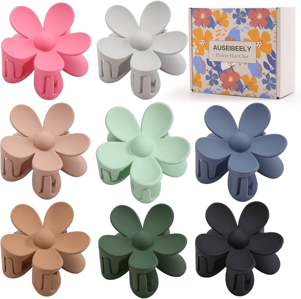 8PCS Flower Claw Clips, Hair Claw Clips for Thick Hair, Matte Non Slip Hair Clips Strong Hold for... | Amazon (US)