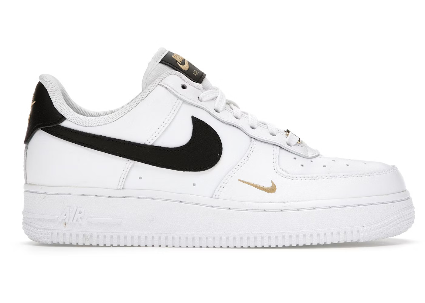 Nike Air Force 1 Low '07 EssentialWhite Black Gold Mini Swoosh (W) | StockX