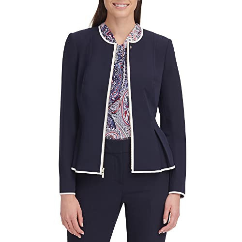 Tommy Hilfiger Peplum Blazer Midnight/Ivory 10 | Amazon (US)