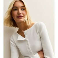 Women's Off White Long Sleeve Henley Top New Look | New Look (UK)