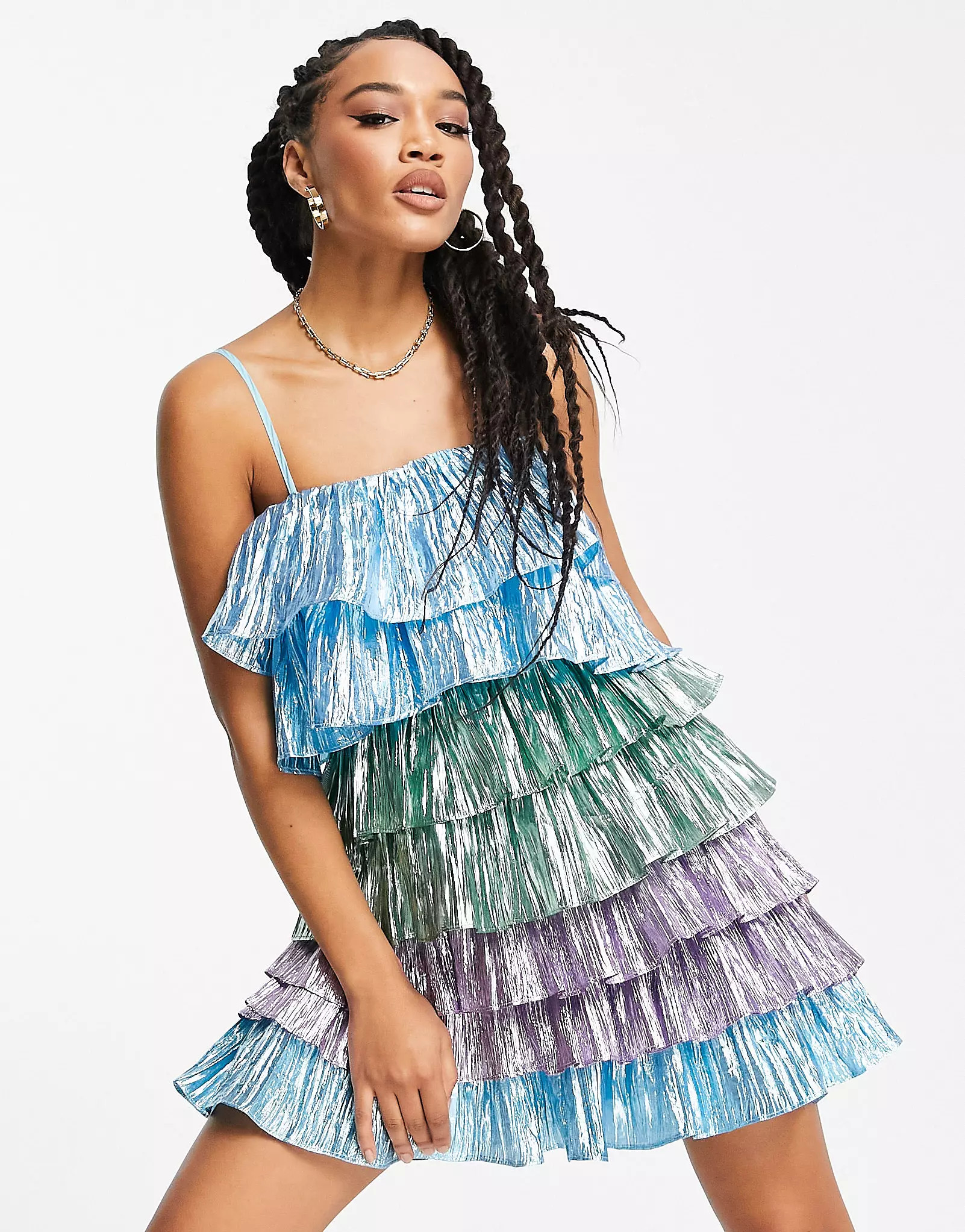 Collective the Label exclusive tiered mini dress in pastel mix | ASOS | ASOS (Global)