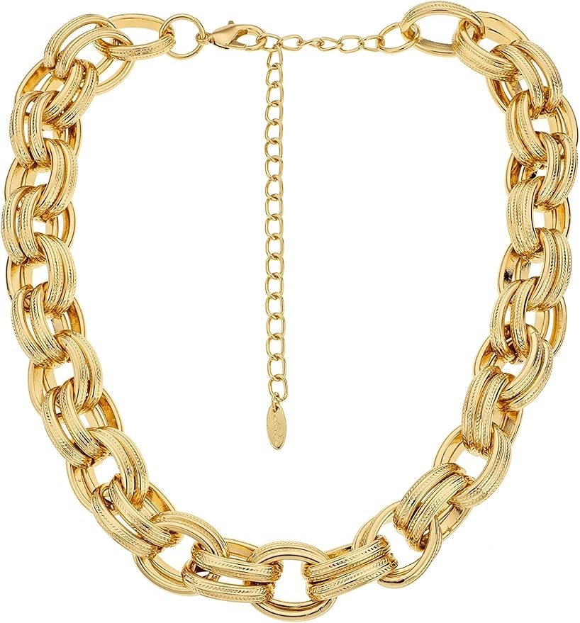 Ettika Necklaces for Women. Gold Necklace. Bold & Chunky 18k Gold Plated Chain Link Necklace. Bir... | Amazon (US)