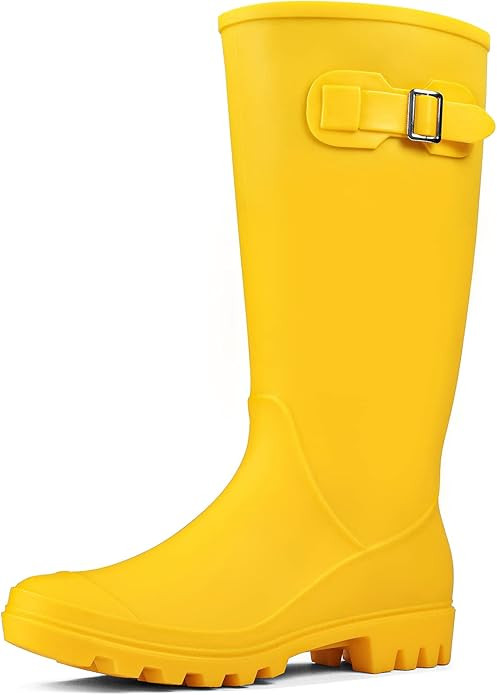 DKSUKO Women's Tall Rain Boots Garden Boots Waterproof Wellington Rubber Boots | Amazon (US)