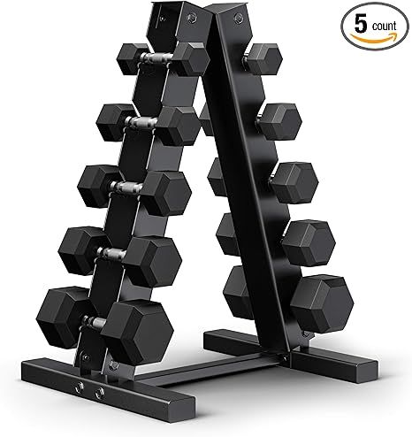 Epic Fitness 150-Pound Hex Dumbbell Set with Heavy Duty A-Frame Rack | Amazon (US)