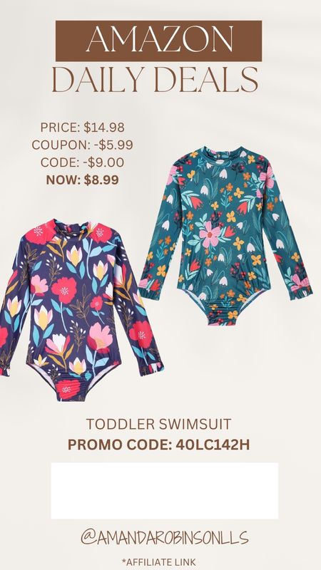 Amazon daily deals
Toddler one piece swimsuit 

#LTKsalealert #LTKkids #LTKswim