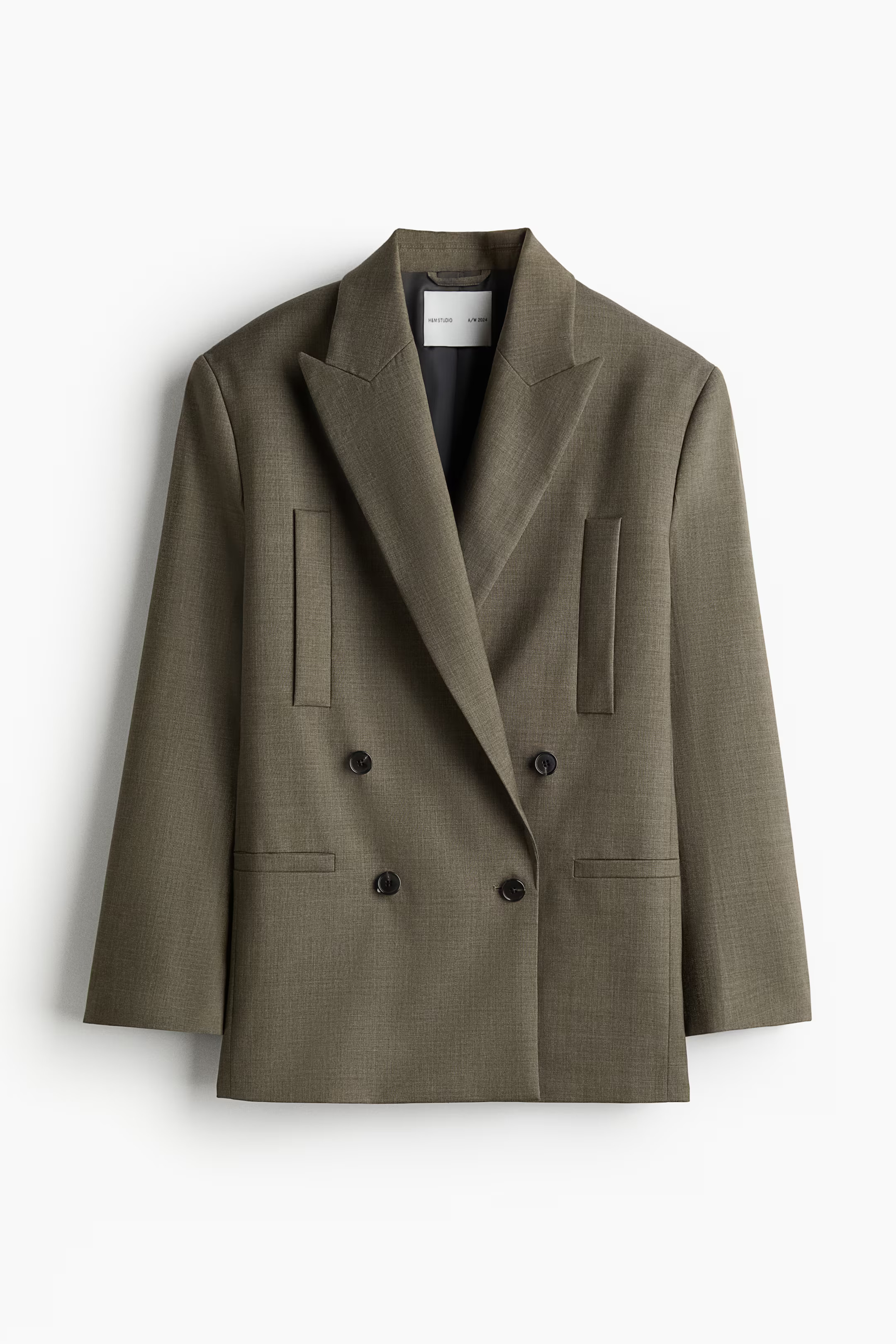Double-breasted wool blazer£189.99Dark khaki green marlSizeFew pieces leftXSSMLXLXXLSelect sizeH... | H&M (UK, MY, IN, SG, PH, TW, HK)
