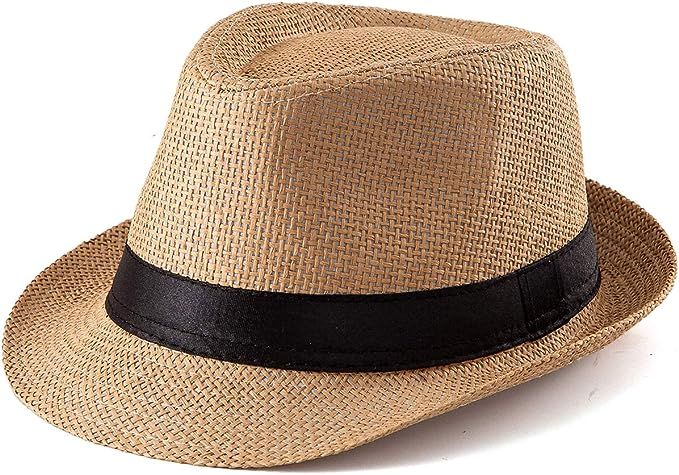 Straw Fedora Hat Mens Fedora Hats for Men Trilby Hat Sun Hat Panama Hat 100% Wool | Amazon (US)