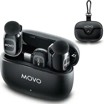 MOVO - NanoMic Wireless Lavalier Microphone System with Charging Case (USB-C) for iPhone and Andr... | Best Buy U.S.