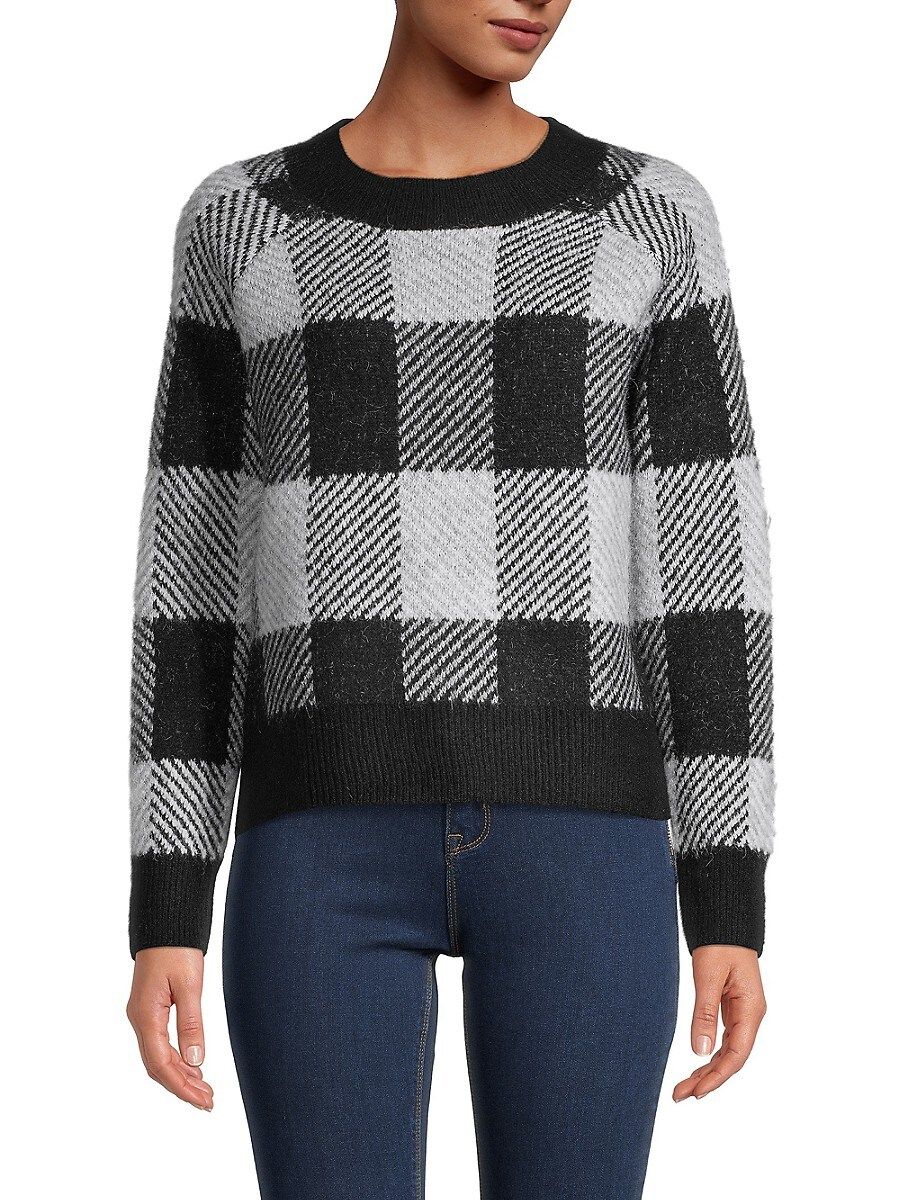 RD style Women's Buffalo Check-Print Knitted Sweater - Black Grey Combo - Size M | Saks Fifth Avenue OFF 5TH