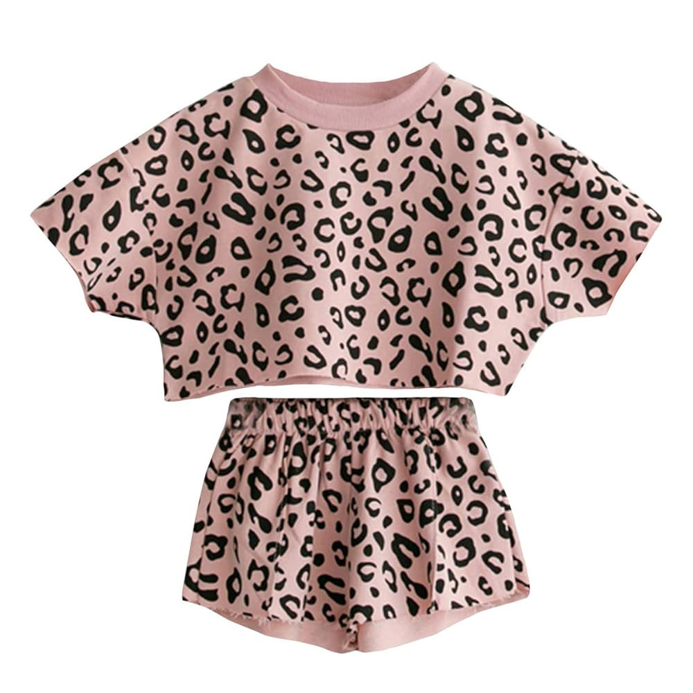 Toddler Baby Girls Leopard Print Summer Clothes Set T-Shirt and Short Pants 2pcs Outfits | Amazon (US)