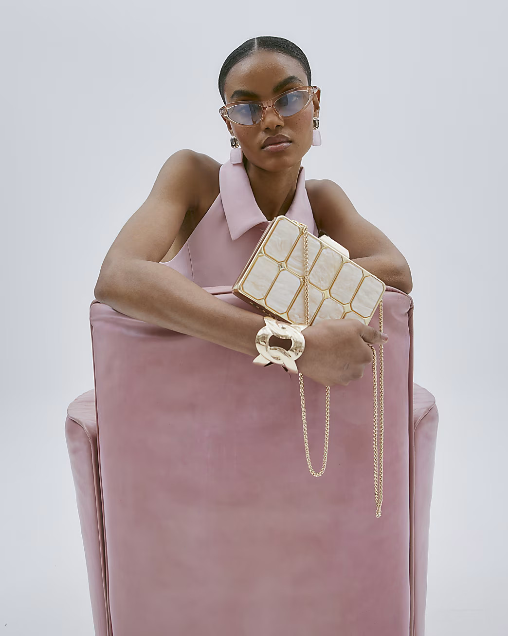 Gold Resin Hard Clutch Bag | River Island UK & IE