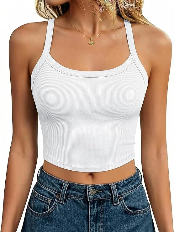 ANRABESS Womens Workout Tops Ribbed Crop Tank Backless Sleeveless Scoop Neck Going Out Camis Shir... | Amazon (US)