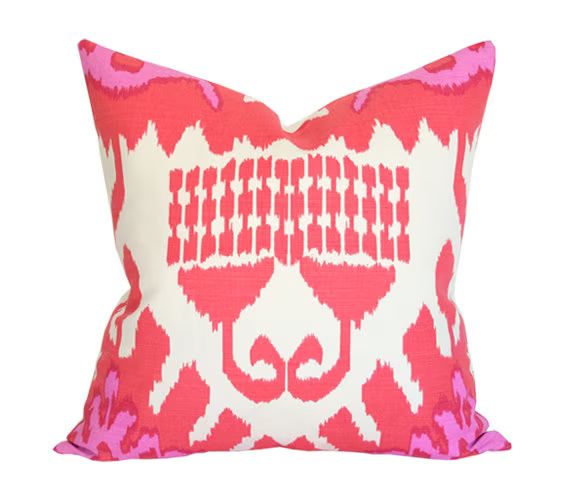 Kazak Orange & Pink Quadrille Designer Pillow Cover- Custom Made-to-Order | Etsy (US)