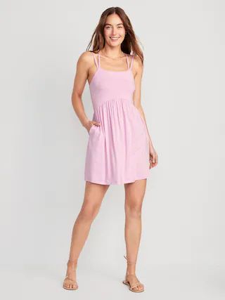 Matching Fit & Flare Cross-Back Mini Cami Dress for Women | Old Navy (US)