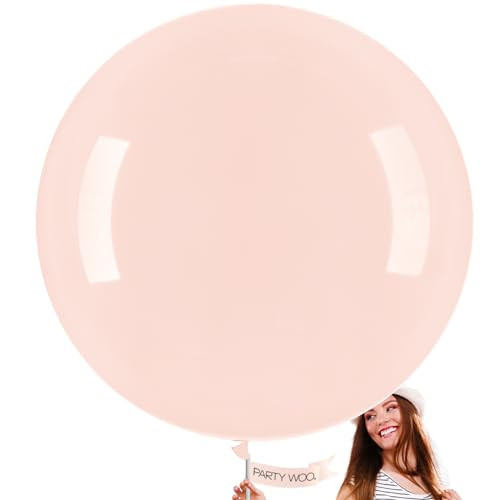 PartyWoo Pale Pink Balloons 4pcs 36 Inch Light Pastel Baby Pink Latex Helium Balloons for Birthday Engagement Bachelorette Baby Shower Easter Princess Butterfly Theme Party Decorations Pink-Q01 | Amazon (US)