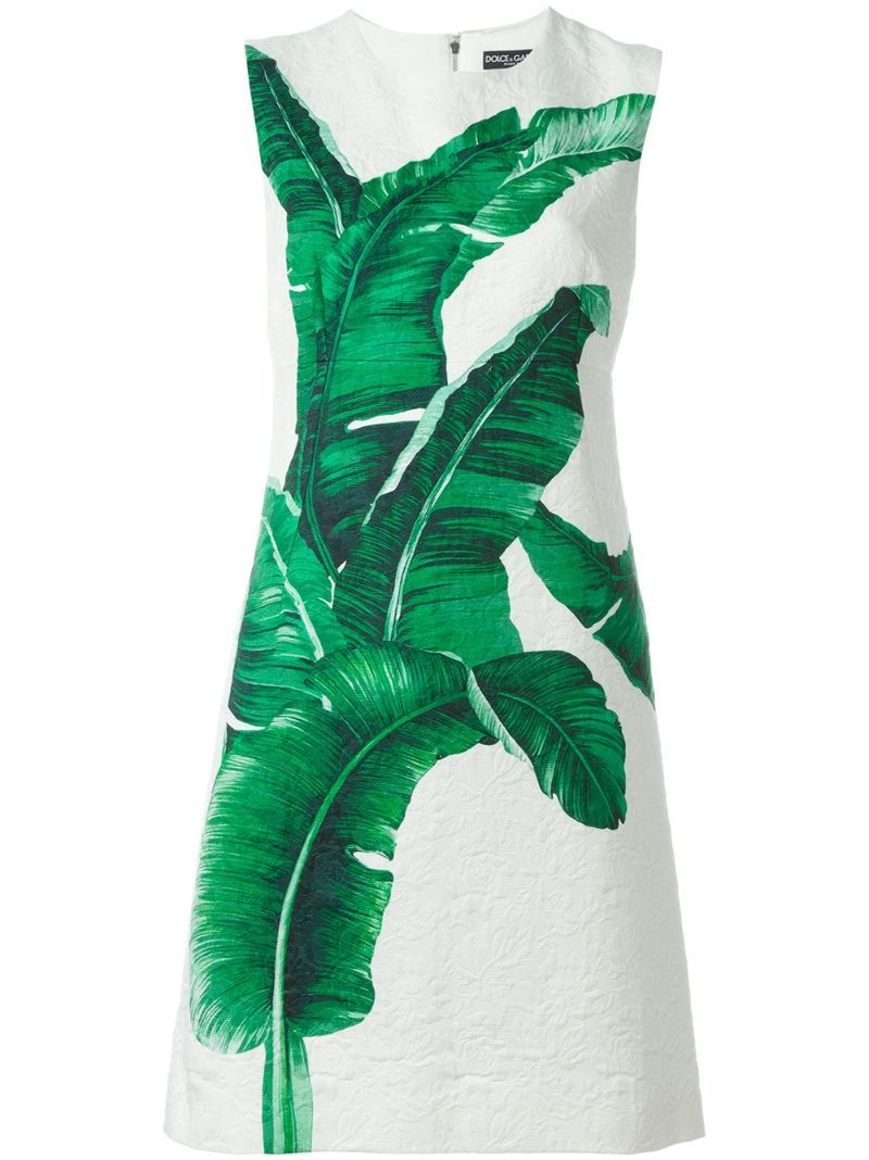 Dolce & Gabbana - banana leaf print dress - women - Silk/Cotton/Spandex/Elastane - 38, Green, Silk/Cotton/Spandex/Elastane | FarFetch US