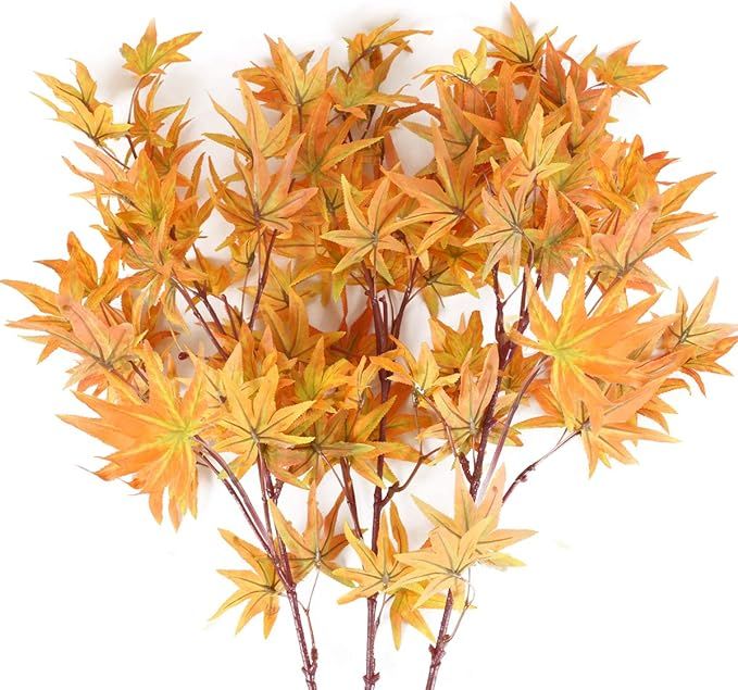 XHXSTORE 3Pcs Artificial Maple Shrubs Fake Fall Bushes Autumn Faux Plants Simulation Autumn Bushe... | Amazon (US)