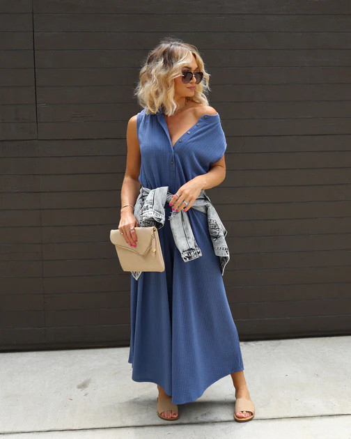 Cyndella Pocketed Jumpsuit - Navy | VICI