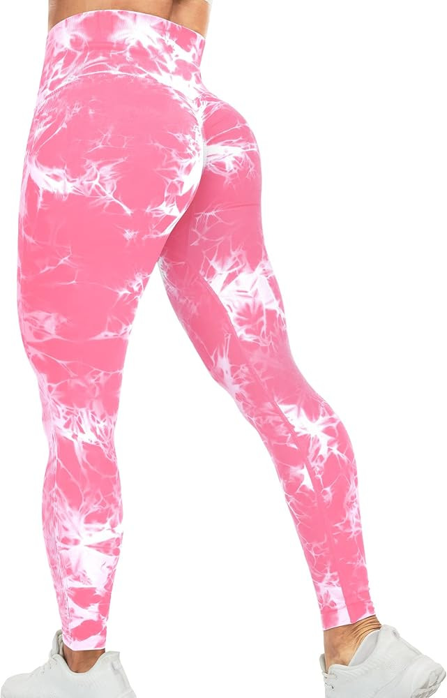 HIGORUN Tie Dye Workout Seamless Leggings for Women High Waist Gym Leggings Yoga Pants | Amazon (US)
