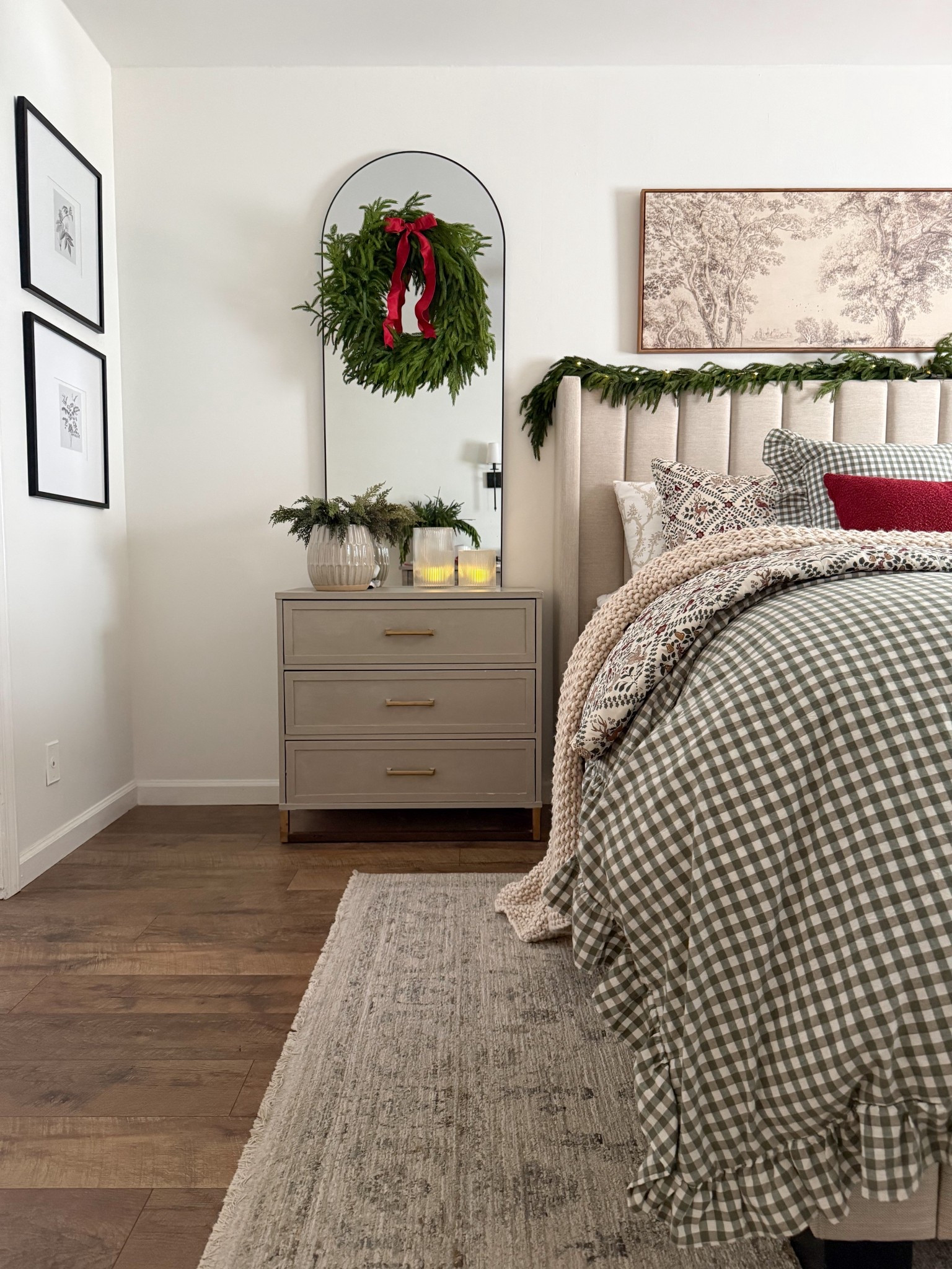 Master bedroom decorated for Christmas

*my lumbar pillow is the 14x36, burgundy
Nightstands are linked- I have added trim and new hardware and painted mine and   





Bedroom decor, Master bedroom, primary bedroom, Christmas bedroom 2025, holiday decor 

#LTKHoliday #LTKSeasonal #LTKHome
