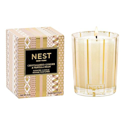 NEST New York Scented Votive Candle, Crystallized Ginger & Vanilla Bean - 2 oz - Up to 28-Hour Burn Time - Reusable Glass Vessel | Amazon (US)