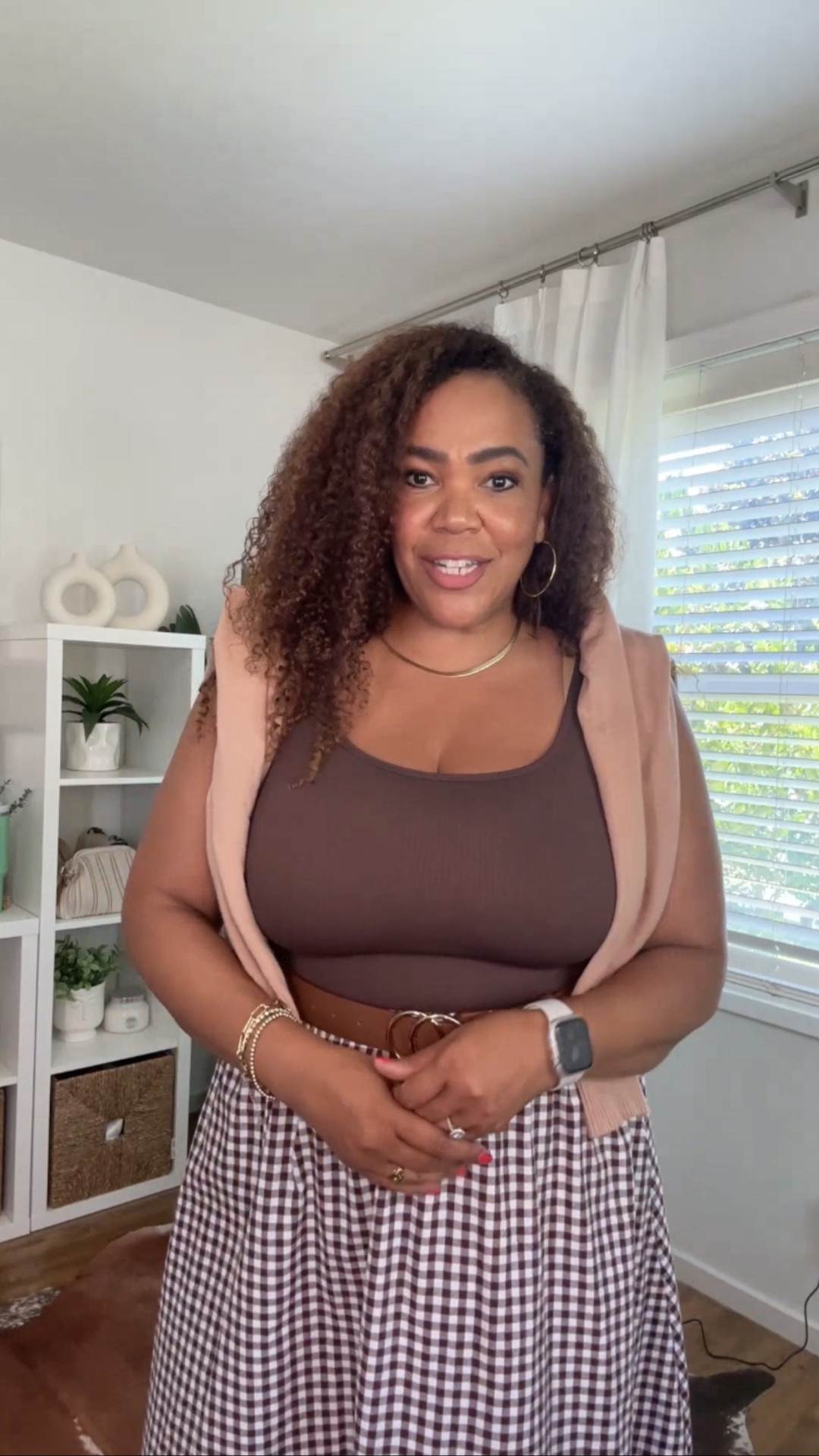 This skirt is a favorite 🤎! Bodysuit and skirt size l. Sweater medium. 

This is from my weekly styling and shopping 🛒 @amazonlive livestream show 📺 on my @amazon storefront.  I share styling tips, deals, and exclusive promo codes. Go to the link 🔗 in bio to follow me on Amazon and to get notifications of when I go live!