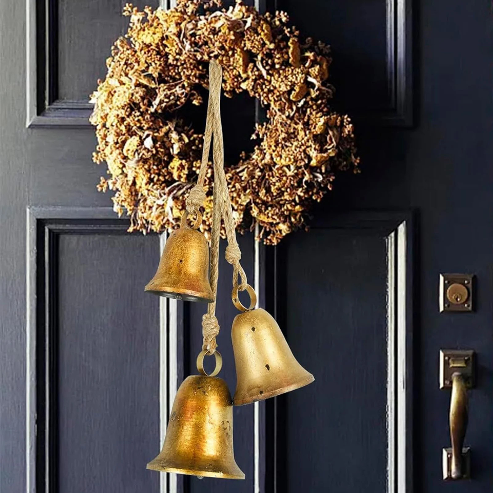 Gmogad Set of 3 Vintage Brass Cow Bells Christmas Hanging Decor, Rustic Farmhouse Metal Bells on ... | Walmart (US)