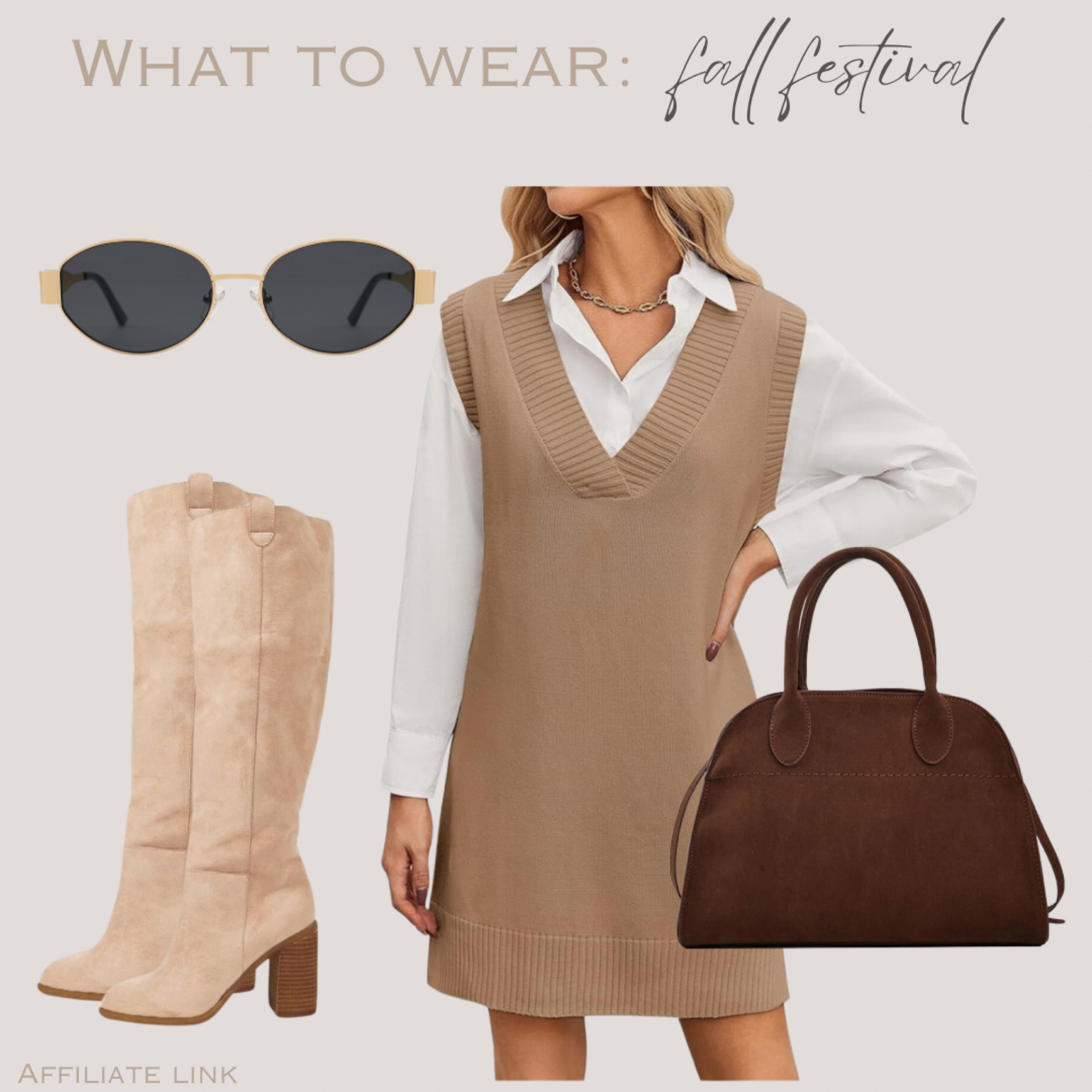 What to wear: fall festival 🍂


Sweater vest dress, boots, knee high boots, sunglasses


#falloutfit #amazon 

#LTKSeasonal #LTKStyleTip
