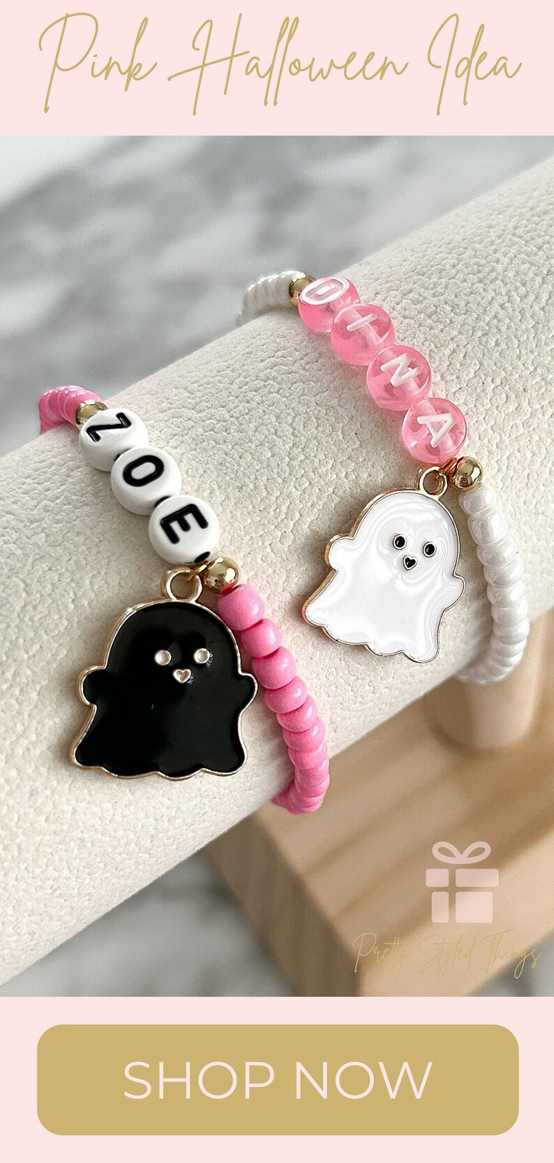 Halloween Bracelet Personalized Ghost Jewelry for Boo Basket Accessory for Girl Halloween Gift fo... | Etsy (US)