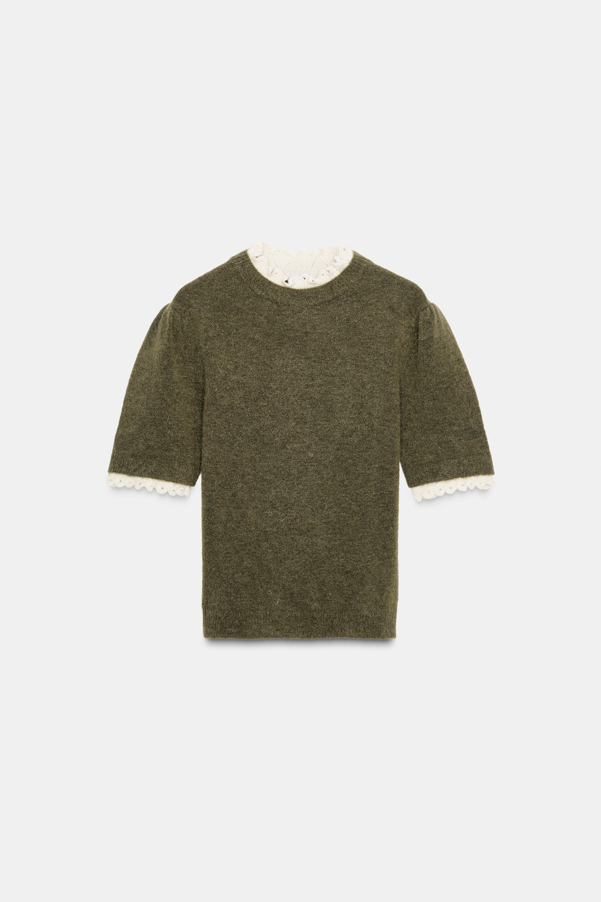 WOOL AND ALPACA BLEND POINTELLE SWEATER | Zara US