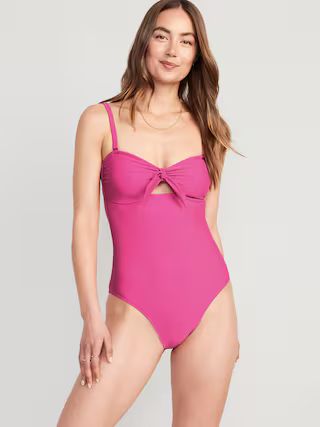 Tie-Front Keyhole Bandeau-Style One-Piece Swimsuit for Women | Old Navy (US)